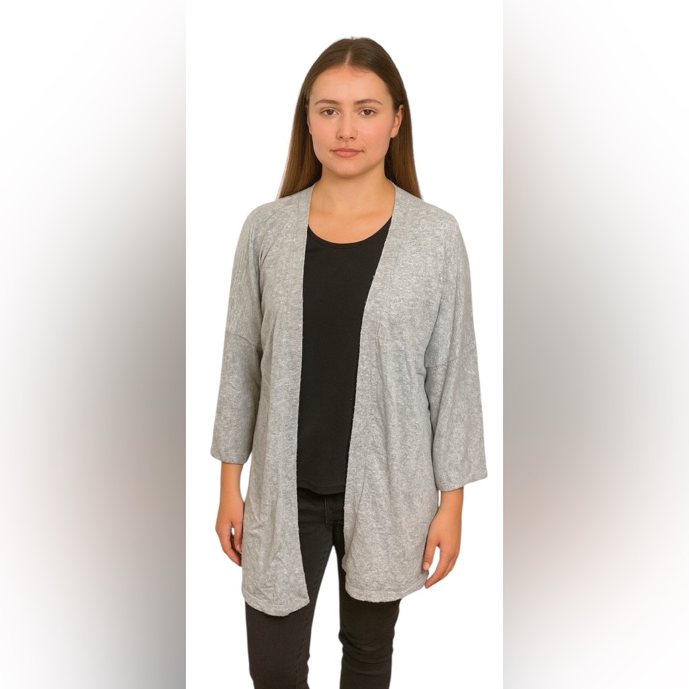 Eileen Fisher 100% Cashmere Cardigan Kimono Open Front Loose Fit Bell Sleeve XXS